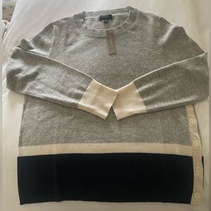 NWT J.Crew cashmere color block sweater, L